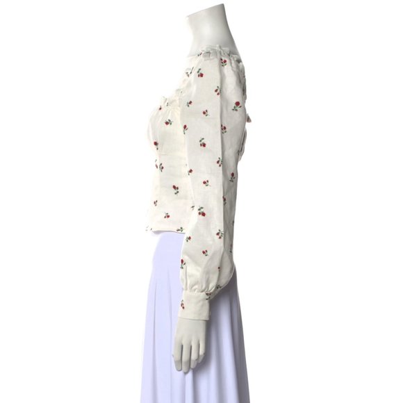 REFORMATION Linen Floral Print Crop Top Size: S | US 4 Smocked, Pinto - Picture 2 of 11